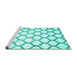 Sideview of Machine Washable Terrilis Turquoise Contemporary Area Rugs, wshcon419turq