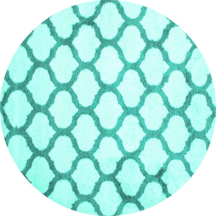 Round Machine Washable Terrilis Turquoise Contemporary Area Rugs, wshcon419turq
