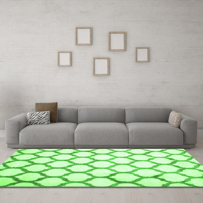 Machine Washable Terrilis Green Contemporary Area Rugs in a Living Room,, wshcon419grn