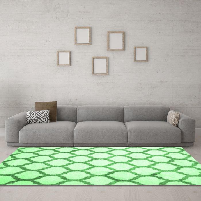 Machine Washable Terrilis Emerald Green Contemporary Area Rugs in a Living Room,, wshcon419emgrn
