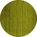 Round Machine Washable Abstract Yellow Contemporary Rug, wshcon41yw