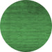 Round Machine Washable Abstract Emerald Green Contemporary Area Rugs, wshcon41emgrn