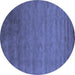 Round Abstract Blue Contemporary Rug, con41blu