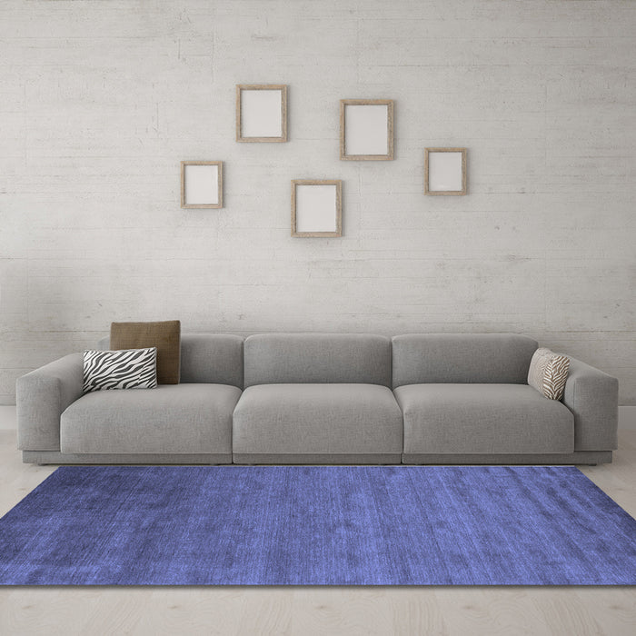 Machine Washable Abstract Blue Contemporary Rug in a Living Room, wshcon41blu