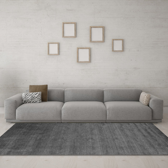 Machine Washable Abstract Gray Contemporary Rug in a Living Room,, wshcon41gry