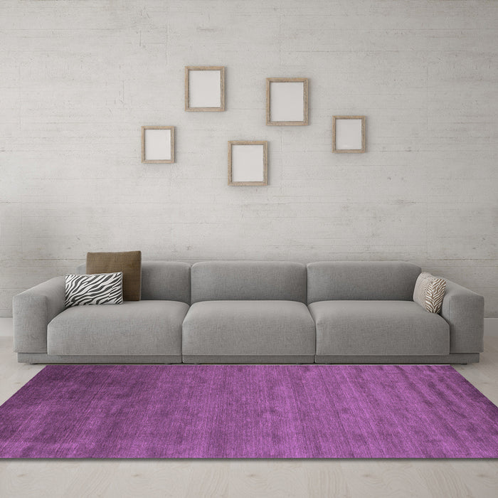 Machine Washable Abstract Purple Contemporary Area Rugs in a Living Room, wshcon41pur
