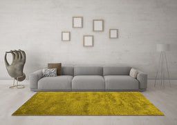 Machine Washable Abstract Yellow Contemporary Rug in a Living Room, wshcon420yw