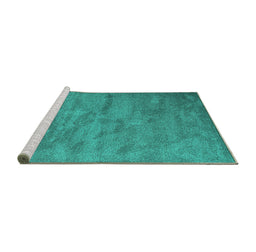 Sideview of Machine Washable Abstract Turquoise Contemporary Area Rugs, wshcon420turq