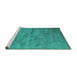 Sideview of Machine Washable Abstract Turquoise Contemporary Area Rugs, wshcon420turq