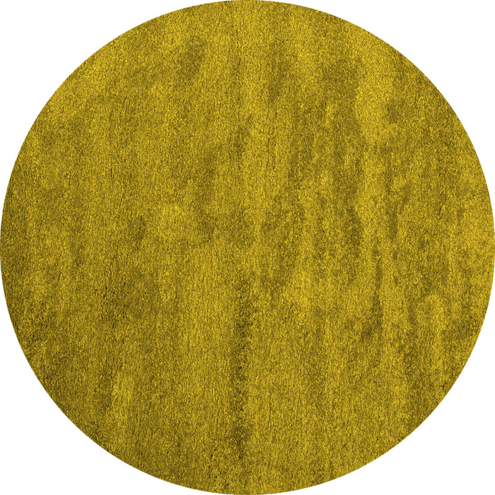 Round Abstract Yellow Contemporary Rug, con420yw