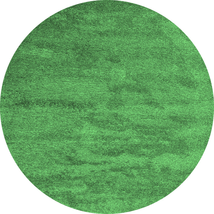 Round Machine Washable Abstract Emerald Green Contemporary Area Rugs, wshcon420emgrn