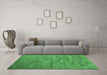 Machine Washable Abstract Emerald Green Contemporary Area Rugs in a Living Room,, wshcon420emgrn