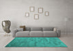 Machine Washable Abstract Turquoise Contemporary Area Rugs in a Living Room,, wshcon420turq