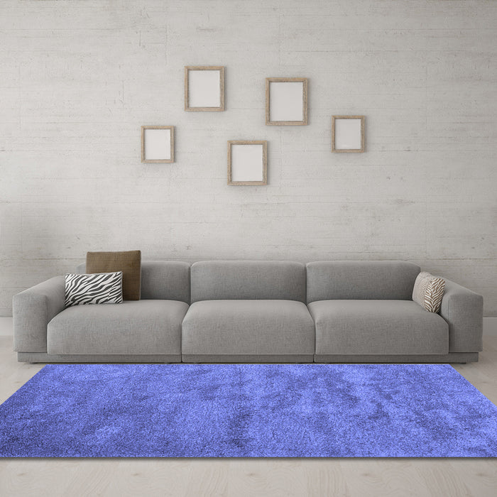 Machine Washable Abstract Blue Contemporary Rug in a Living Room, wshcon420blu