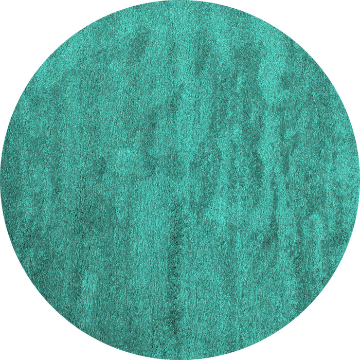 Round Abstract Turquoise Contemporary Rug, con420turq