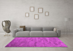 Machine Washable Abstract Pink Contemporary Rug in a Living Room, wshcon420pnk