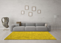 Machine Washable Abstract Yellow Contemporary Rug in a Living Room, wshcon421yw