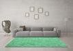 Machine Washable Abstract Turquoise Contemporary Area Rugs in a Living Room,, wshcon421turq