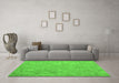 Machine Washable Abstract Green Contemporary Area Rugs in a Living Room,, wshcon421grn