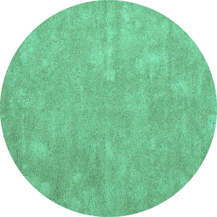 Round Machine Washable Abstract Turquoise Contemporary Area Rugs, wshcon421turq