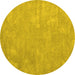 Round Abstract Yellow Contemporary Rug, con421yw