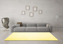 Machine Washable Solid Yellow Modern Rug in a Living Room, wshcon422yw