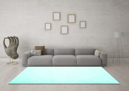 Machine Washable Solid Turquoise Modern Area Rugs in a Living Room,, wshcon422turq