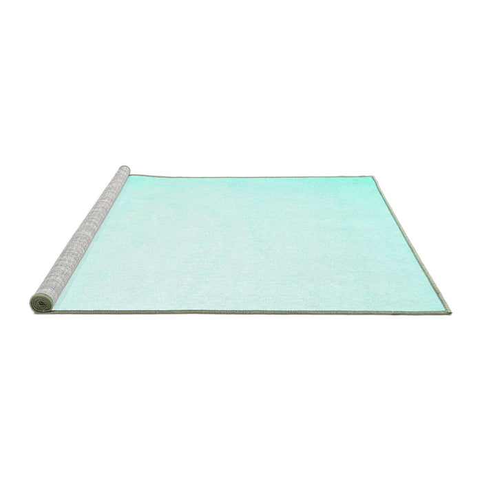 Sideview of Machine Washable Solid Turquoise Modern Area Rugs, wshcon422turq