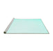 Sideview of Machine Washable Solid Turquoise Modern Area Rugs, wshcon422turq