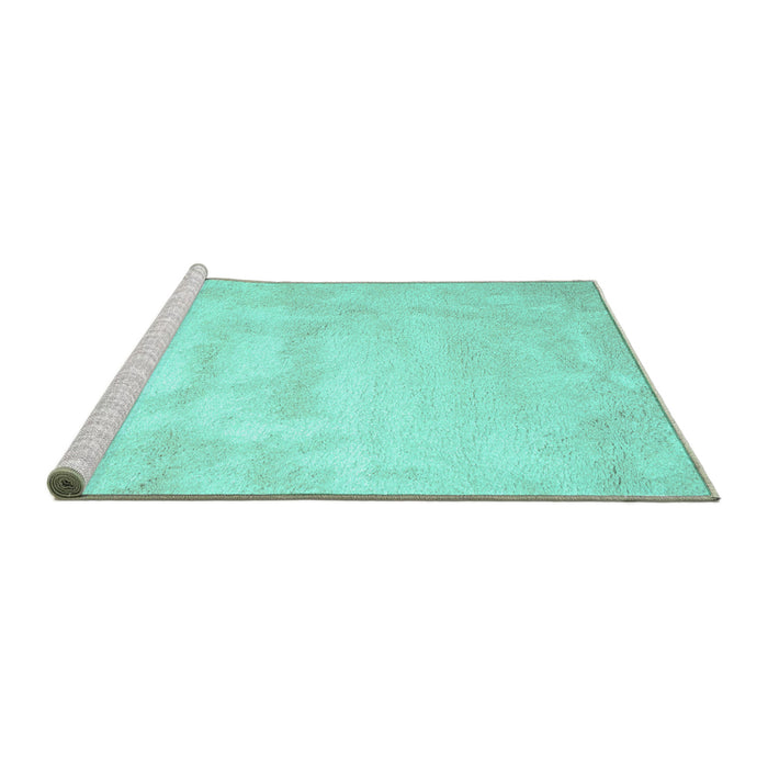 Sideview of Machine Washable Abstract Turquoise Contemporary Area Rugs, wshcon423turq
