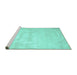 Sideview of Machine Washable Abstract Turquoise Contemporary Area Rugs, wshcon423turq