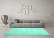 Machine Washable Abstract Turquoise Contemporary Area Rugs in a Living Room,, wshcon423turq