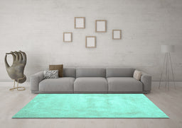 Machine Washable Abstract Turquoise Contemporary Area Rugs in a Living Room,, wshcon423turq