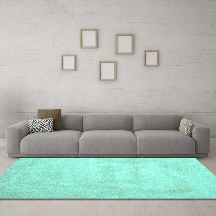 Machine Washable Abstract Turquoise Contemporary Area Rugs in a Living Room,, wshcon423turq