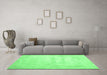 Machine Washable Abstract Emerald Green Contemporary Area Rugs in a Living Room,, wshcon423emgrn