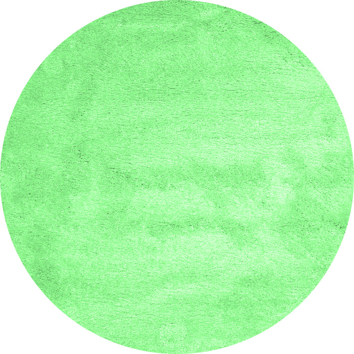 Round Machine Washable Abstract Emerald Green Contemporary Area Rugs, wshcon423emgrn