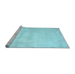 Sideview of Machine Washable Abstract Light Blue Contemporary Rug, wshcon423lblu
