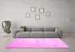 Machine Washable Abstract Pink Contemporary Rug in a Living Room, wshcon423pnk