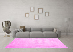 Machine Washable Abstract Pink Contemporary Rug in a Living Room, wshcon423pnk