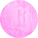 Round Abstract Pink Contemporary Rug, con423pnk