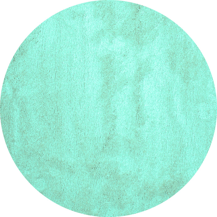 Round Machine Washable Abstract Turquoise Contemporary Area Rugs, wshcon423turq