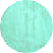 Round Machine Washable Abstract Turquoise Contemporary Area Rugs, wshcon423turq