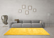 Machine Washable Abstract Yellow Contemporary Rug in a Living Room, wshcon423yw