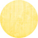 Round Machine Washable Solid Yellow Modern Rug, wshcon424yw