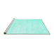 Sideview of Machine Washable Solid Turquoise Modern Area Rugs, wshcon424turq