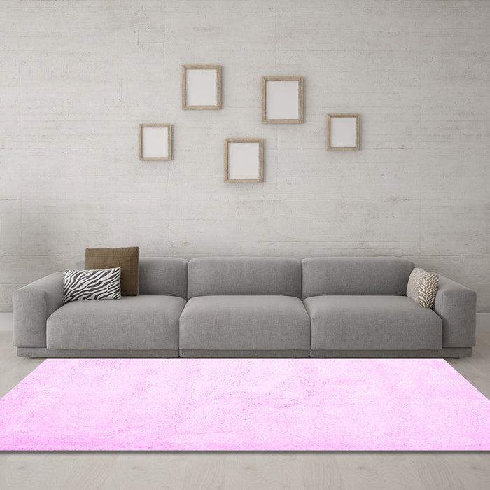Machine Washable Solid Pink Modern Rug in a Living Room, wshcon424pnk