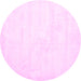 Round Machine Washable Solid Pink Modern Rug, wshcon424pnk