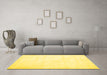 Machine Washable Solid Yellow Modern Rug in a Living Room, wshcon424yw