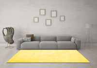 Machine Washable Solid Yellow Modern Rug, wshcon424yw