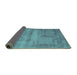 Sideview of Abstract Turquoise Contemporary Rug, con425turq